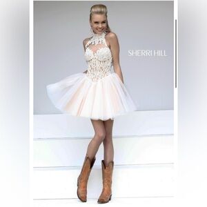 Sherri Hill Ivory Lace Tulle Dress